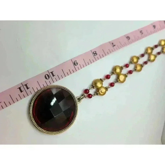 Monet Multicolor Gold Beads Red Beads Pendant Necklace - Picture 4 of 5